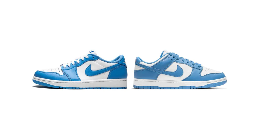 Air Jordan 1 Low (left), Nike Dunk Low  (right)