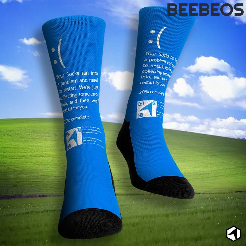 Window 98 Blue Screen of Death Crew Socks