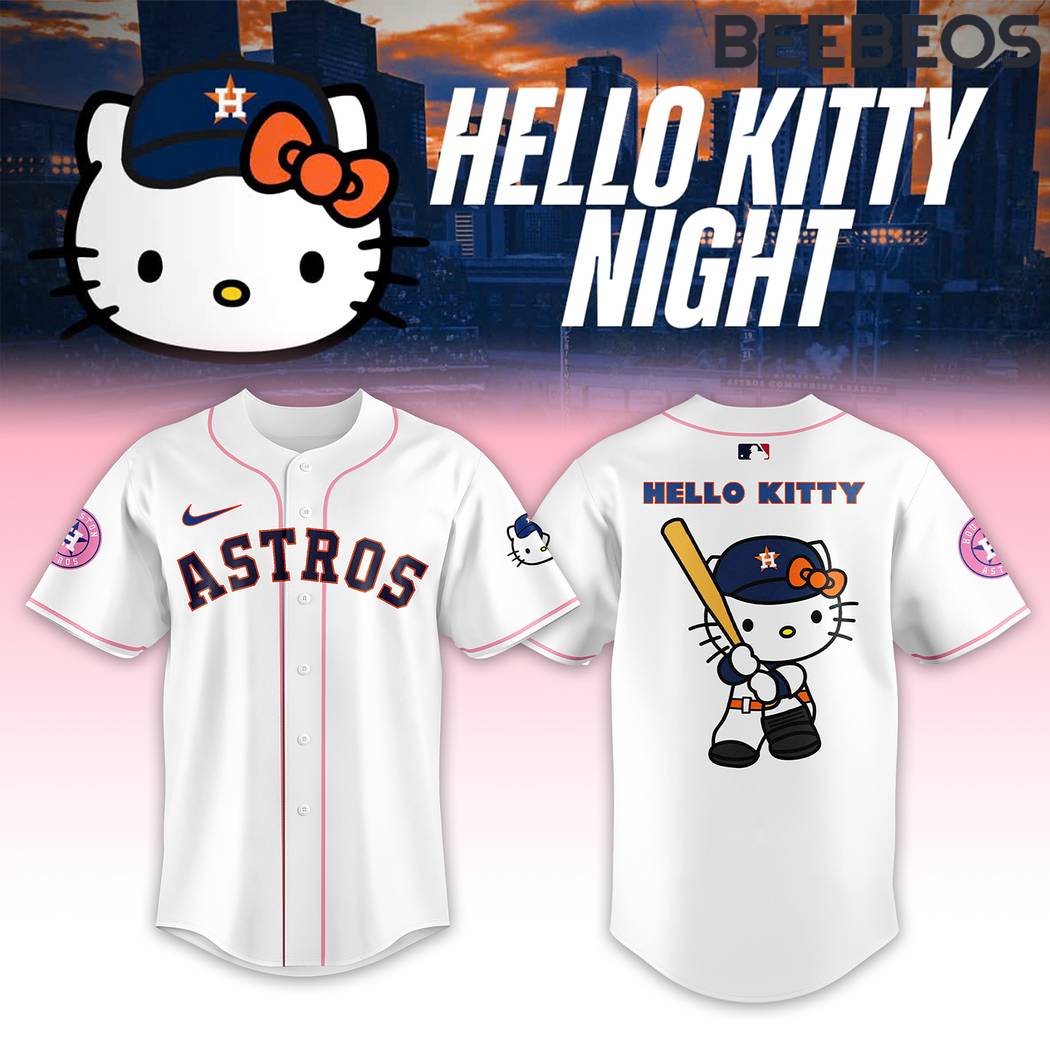 Houston Astros x Hello Kitty Night White Baseball Jersey