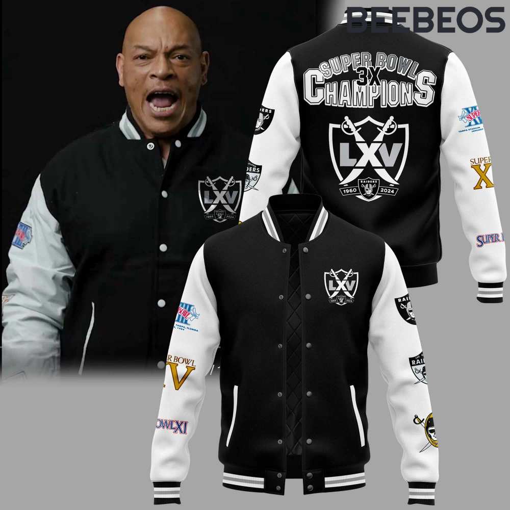 Las Vegas Raiders 3X Super Bowl Champions Baseball Jacket