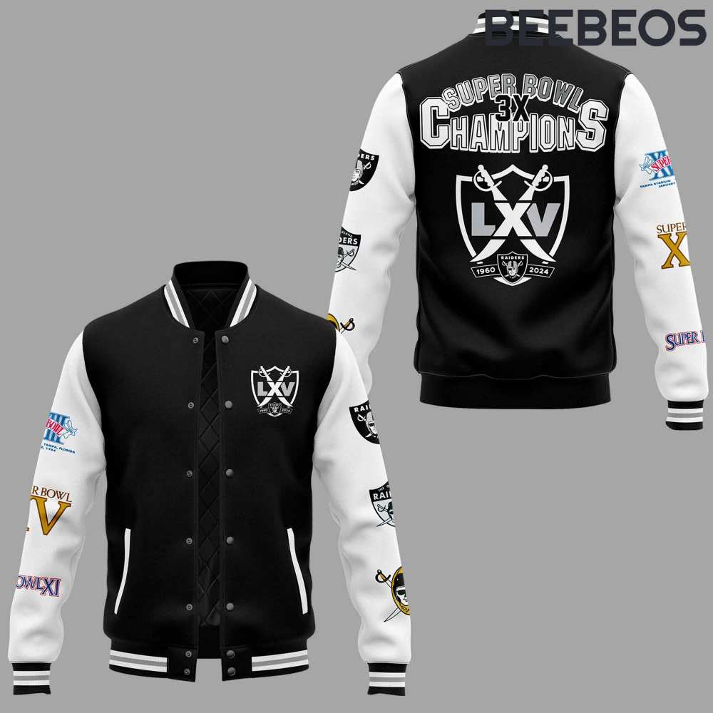 Las Vegas Raiders 3X Super Bowl Champions Baseball Jacket