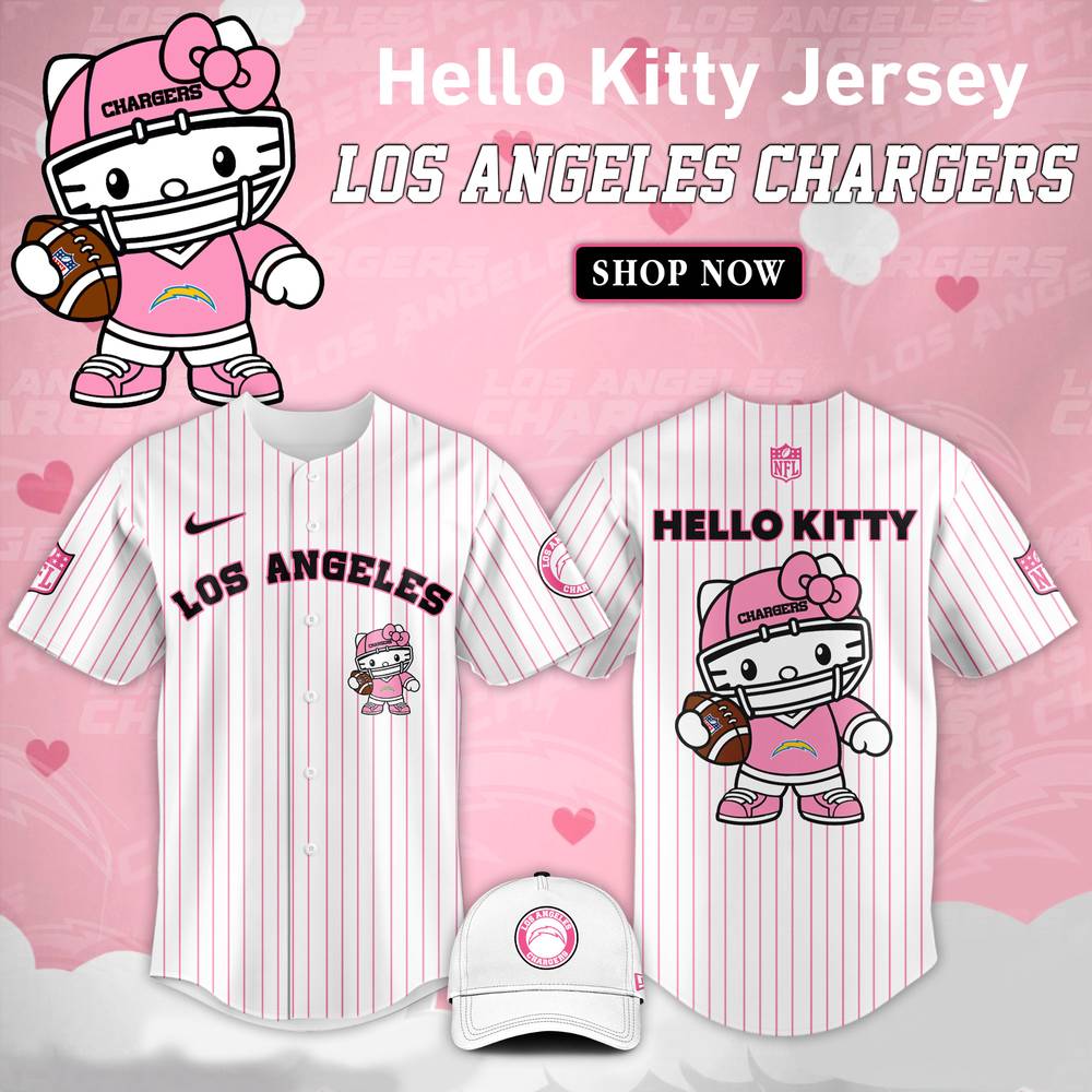 Los Angeles Chargers NFL Hello Kitty Stripes Jersey