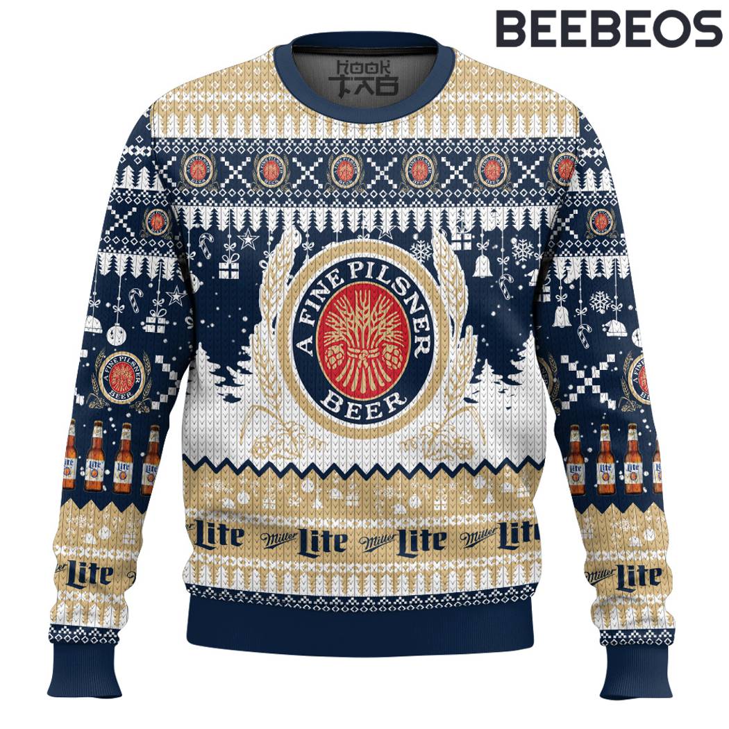 Miller Lite A Fine Pilsner Beer Ugly Sweater