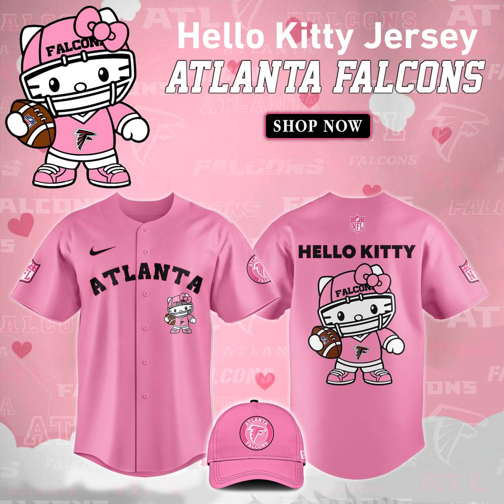 NFL Atlanta Falcons Hello Kitty Pink Baseball Jersey