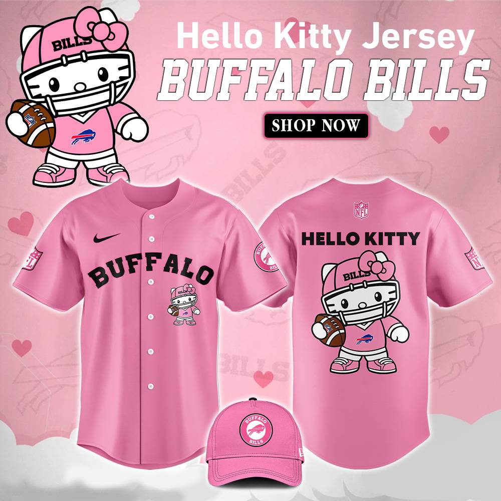 NFL Buffalo Bills Hello Kitty Pink Baseball Jersey