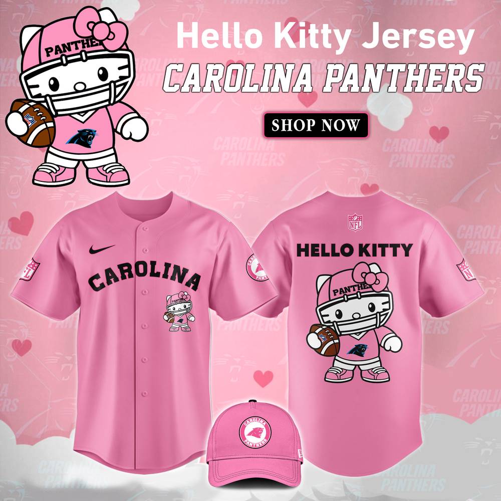 NFL Carolina Panthers Hello Kitty Pink Baseball Jersey