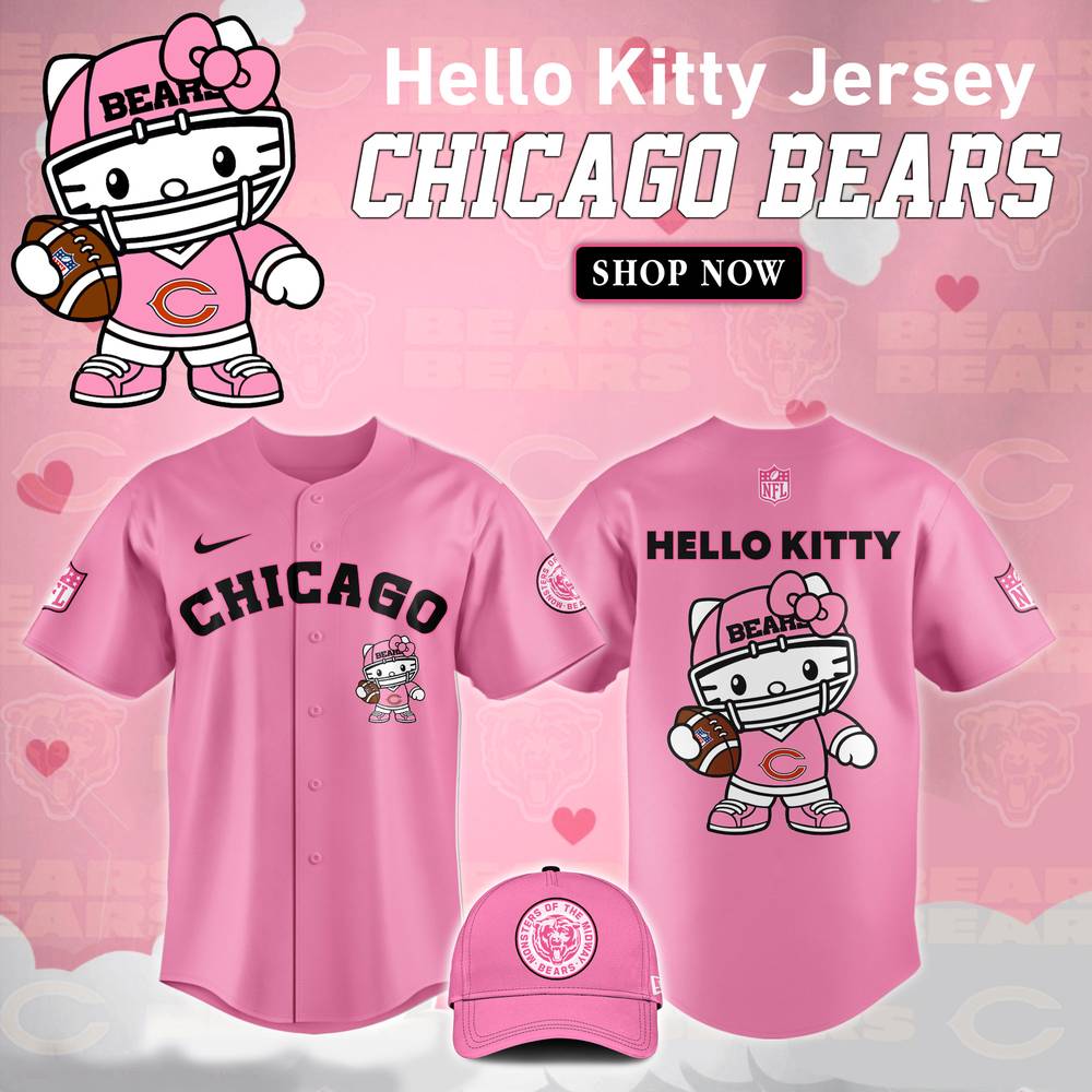 NFL Chicago Bears Hello Kitty Pink Baseball Jersey