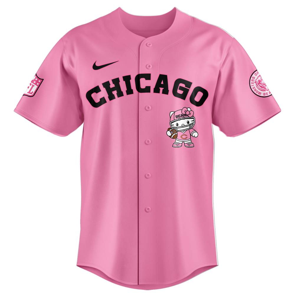 NFL Chicago Bears Hello Kitty Pink Baseball Jersey