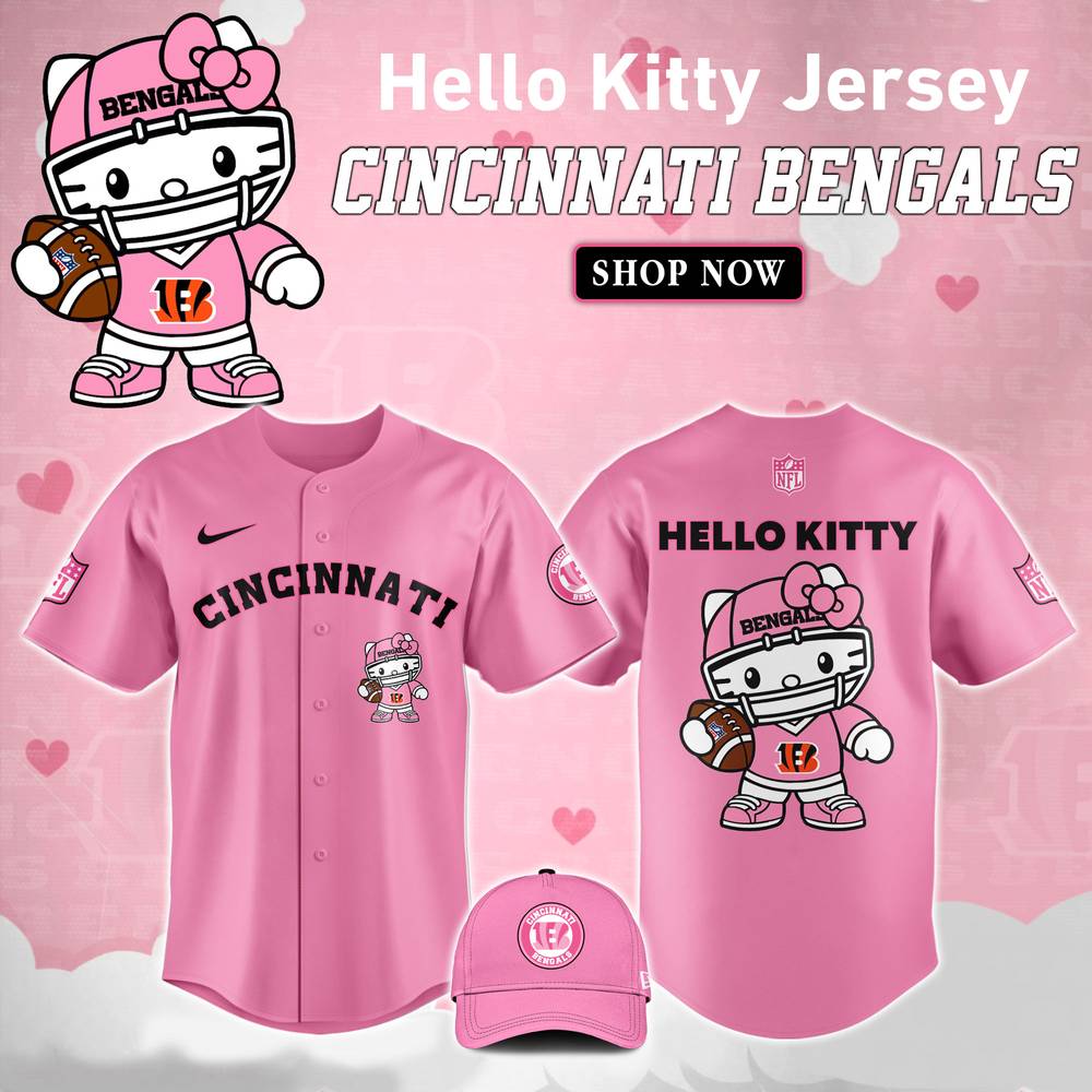 NFL Cincinnati Bengals Hello Kitty Pink Baseball Jersey