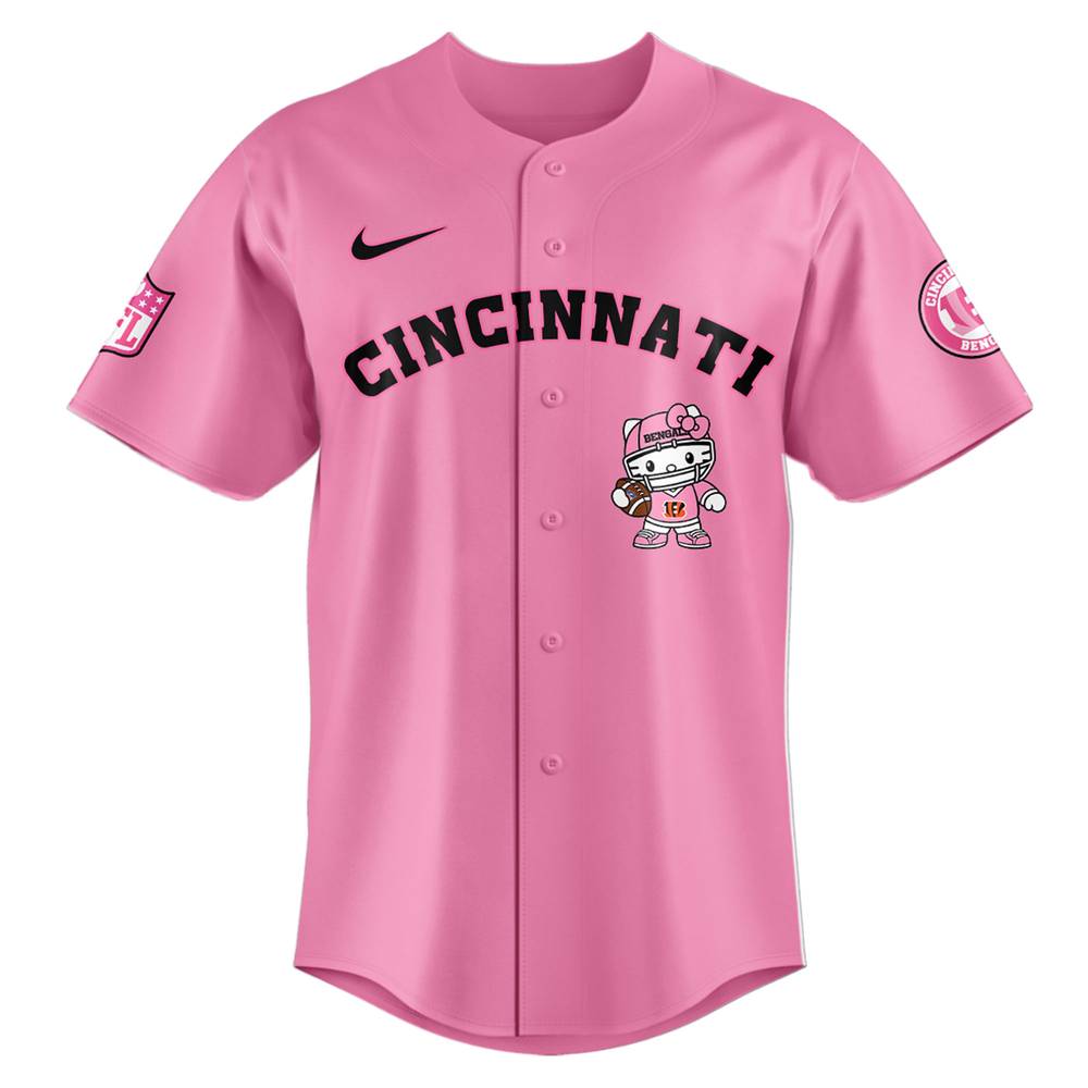 NFL Cincinnati Bengals Hello Kitty Pink Baseball Jersey