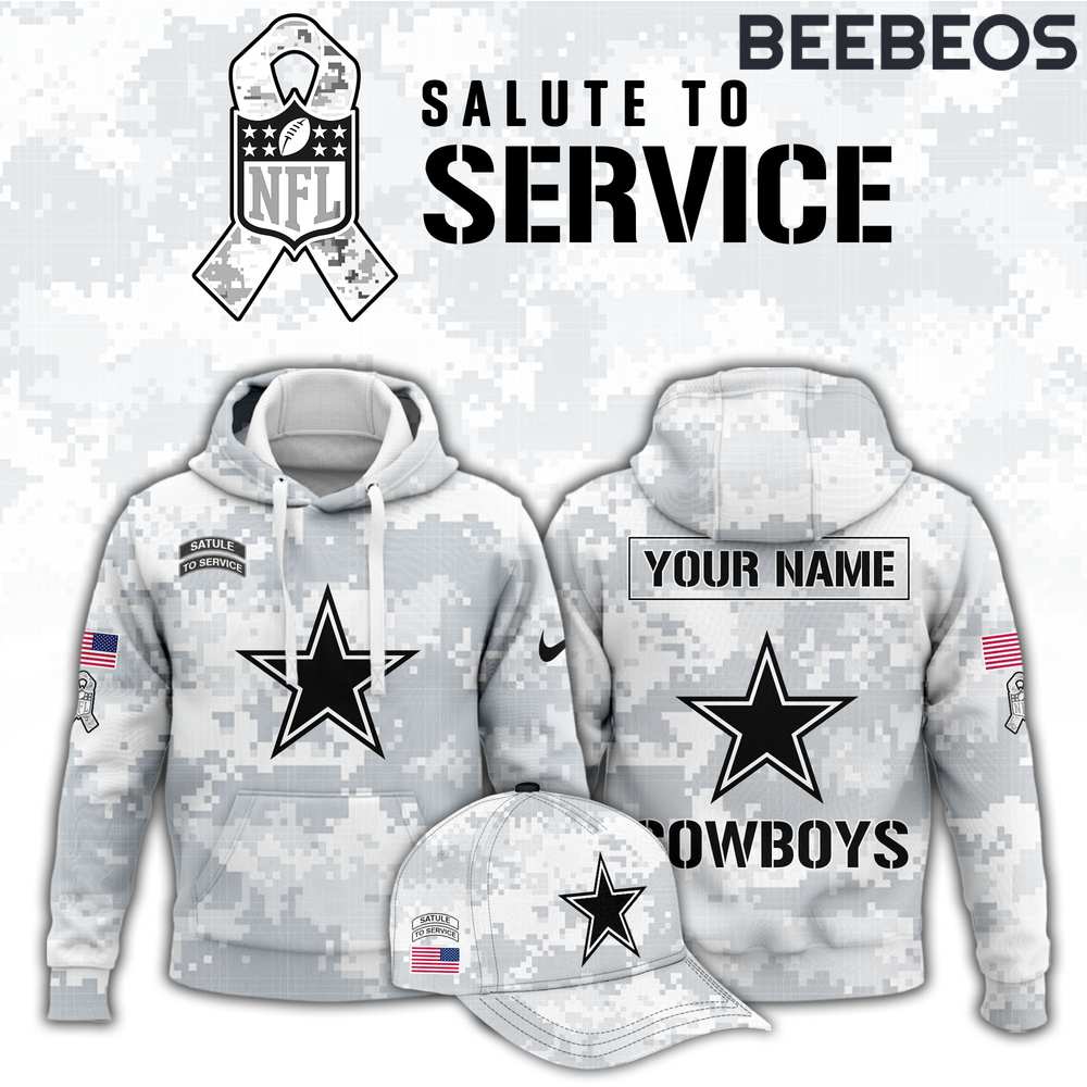 NFL Dallas Cowboys Arctic Camo 2024 Salute To Service Combo Hoodie Pants Cap