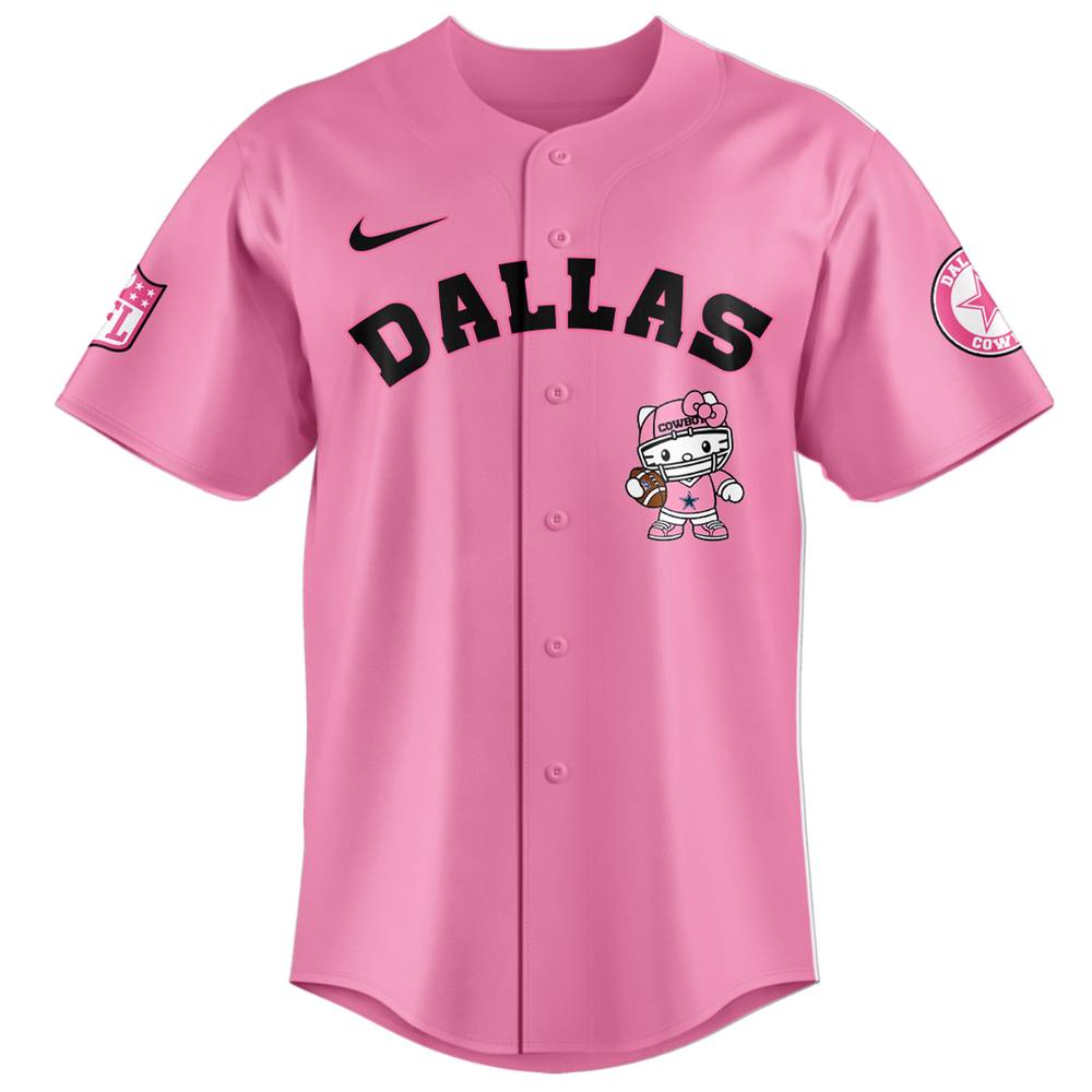 NFL Dallas Cowboys Hello Kitty Pink Baseball Jersey