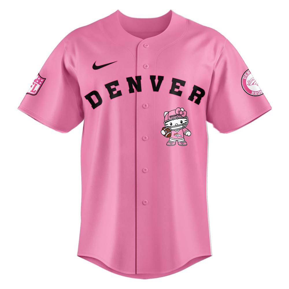 NFL Denver Broncos Hello Kitty Pink Baseball Jersey