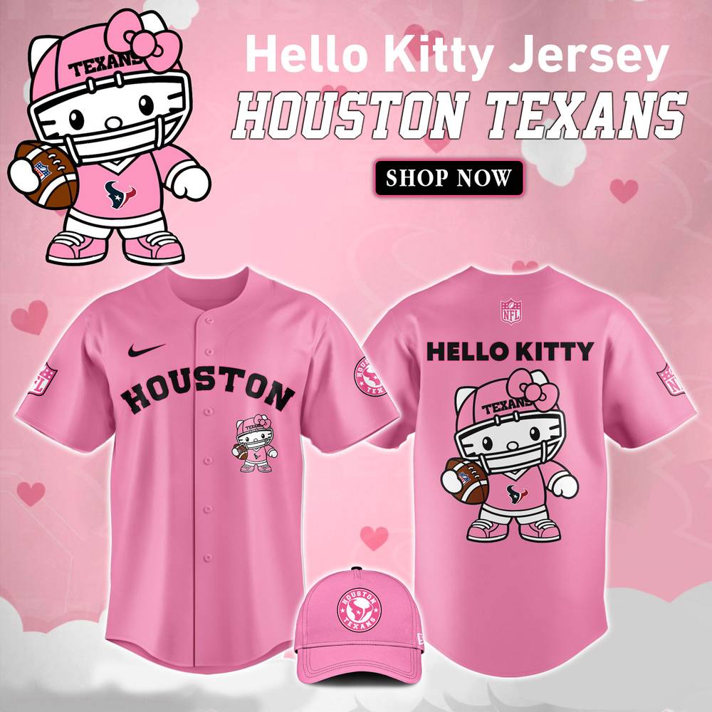 NFL Houston Texans Hello Kitty Pink Baseball Jersey