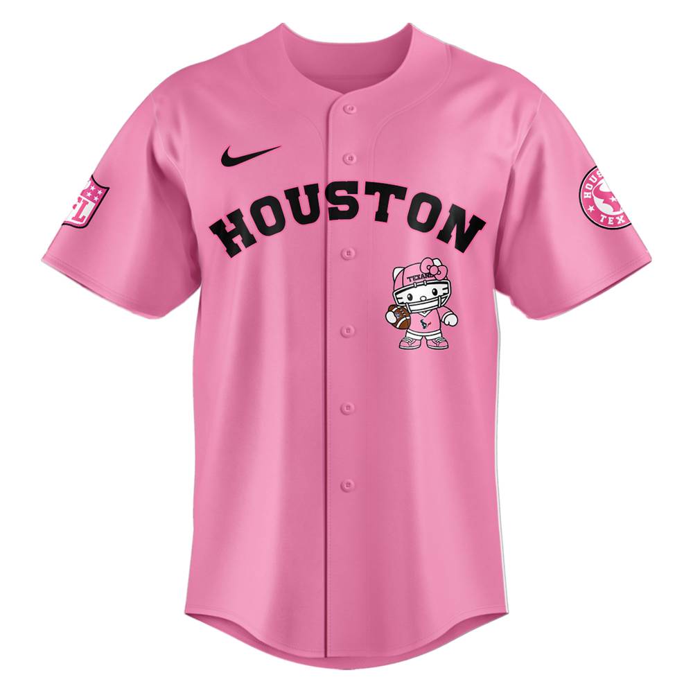 NFL Houston Texans Hello Kitty Pink Baseball Jersey