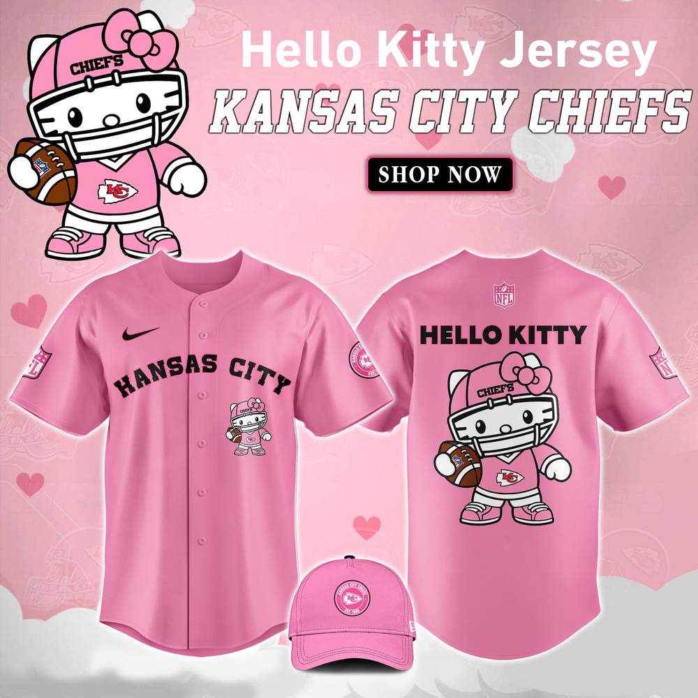 NFL Kansas City Chiefs Hello Kitty Pink Baseball Jersey