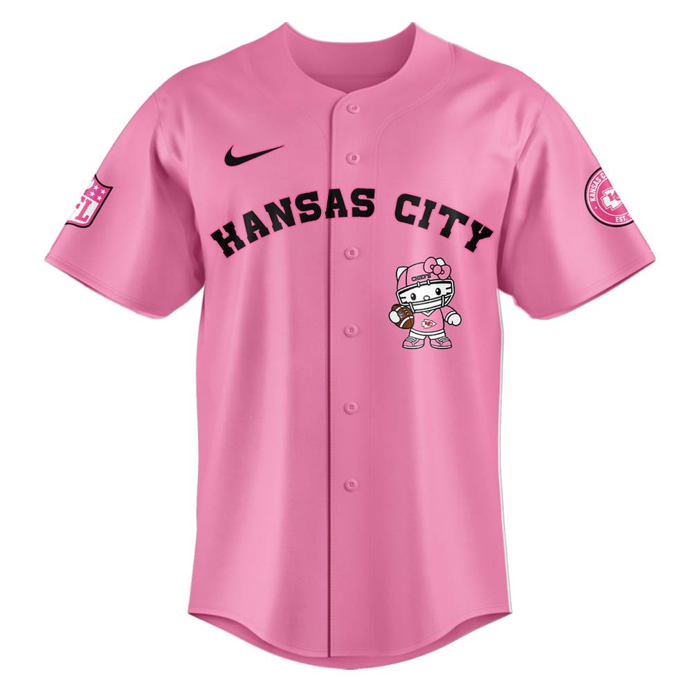 NFL Kansas City Chiefs Hello Kitty Pink Baseball Jersey