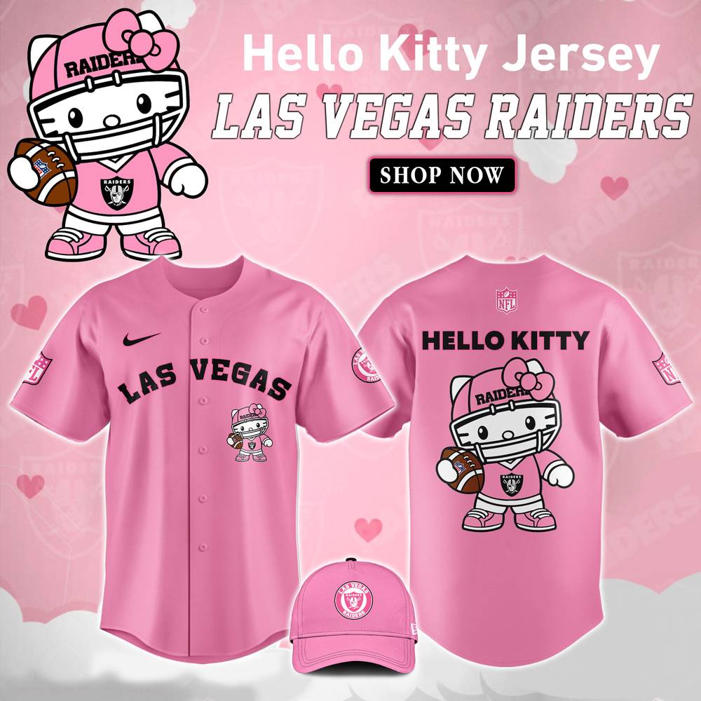 NFL Las Vegas Raiders Hello Kitty Pink Baseball Jersey