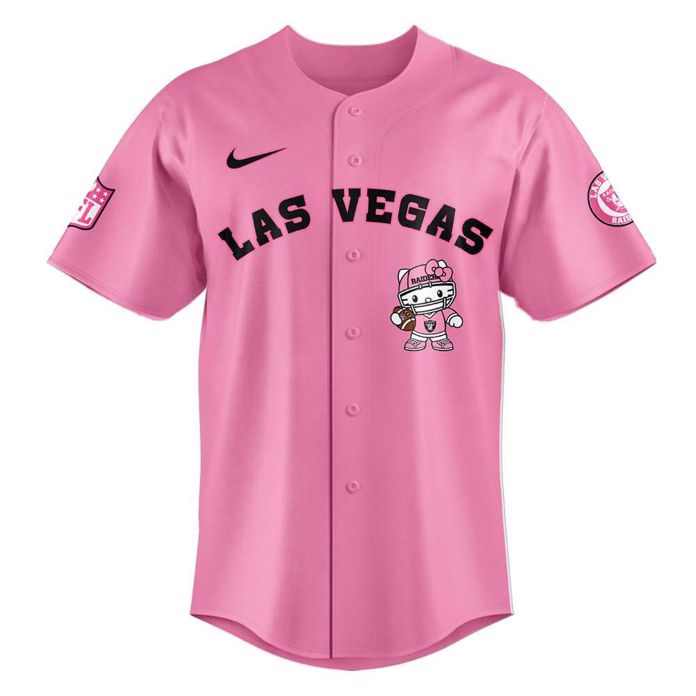 NFL Las Vegas Raiders Hello Kitty Pink Baseball Jersey