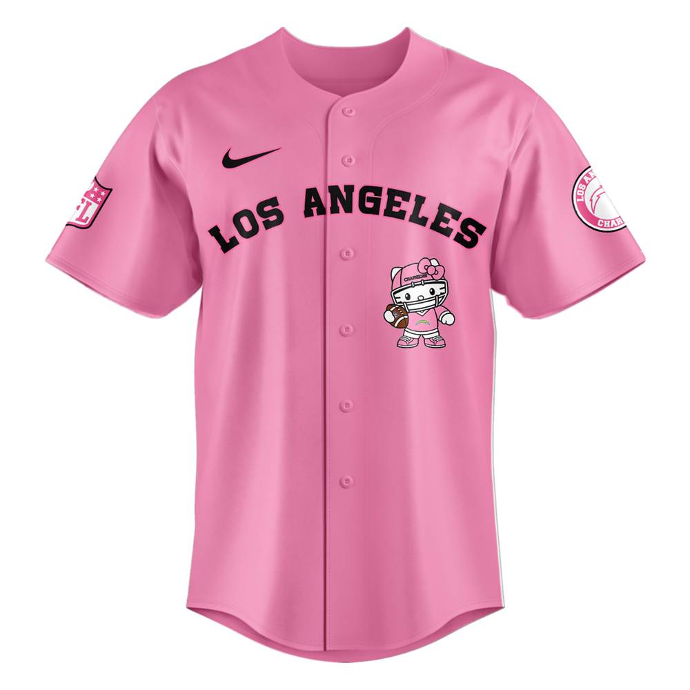 NFL Los Angeles Chargers Hello Kitty Pink Baseball Jersey