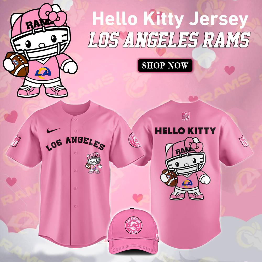 NFL Los Angeles Rams Hello Kitty Pink Baseball Jersey