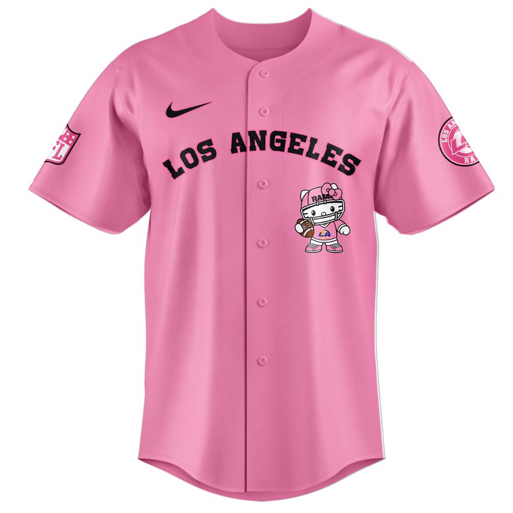 NFL Los Angeles Rams Hello Kitty Pink Baseball Jersey