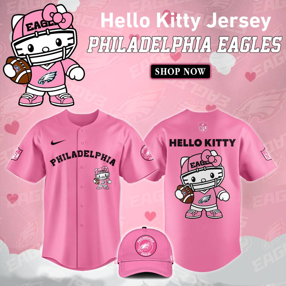 NFL Philadelphia Eagles Hello Kitty Pink Baseball Jersey