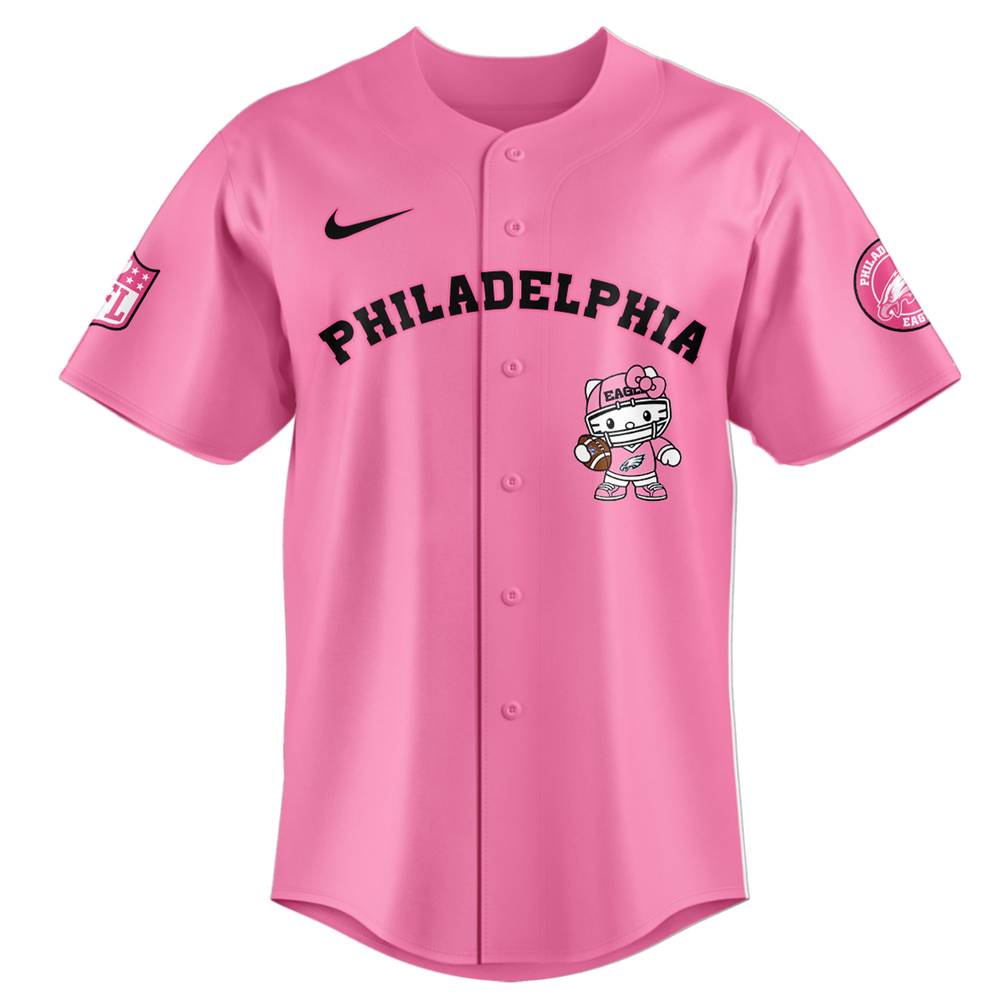 NFL Philadelphia Eagles Hello Kitty Pink Baseball Jersey