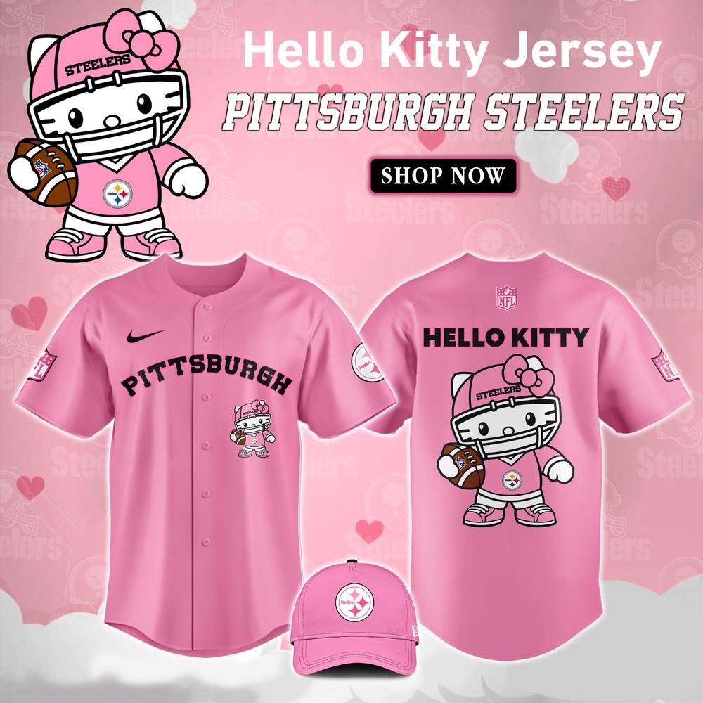 NFL Pittsburgh Steelers Hello Kitty Pink Baseball Jersey