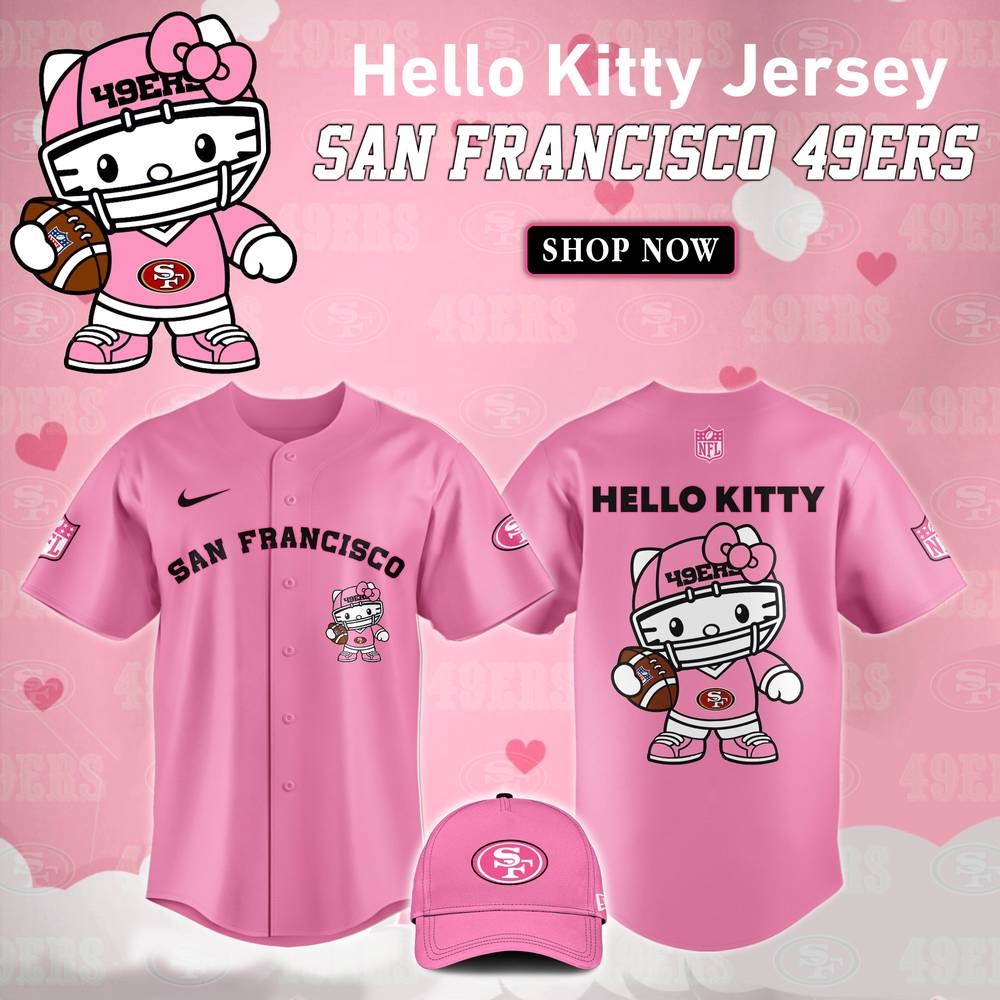 NFL San Francisco 49ers Hello Kitty Pink Baseball Jersey