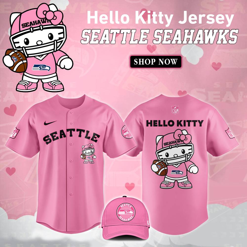 NFL Seattle Seahawks Hello Kitty Pink Baseball Jersey