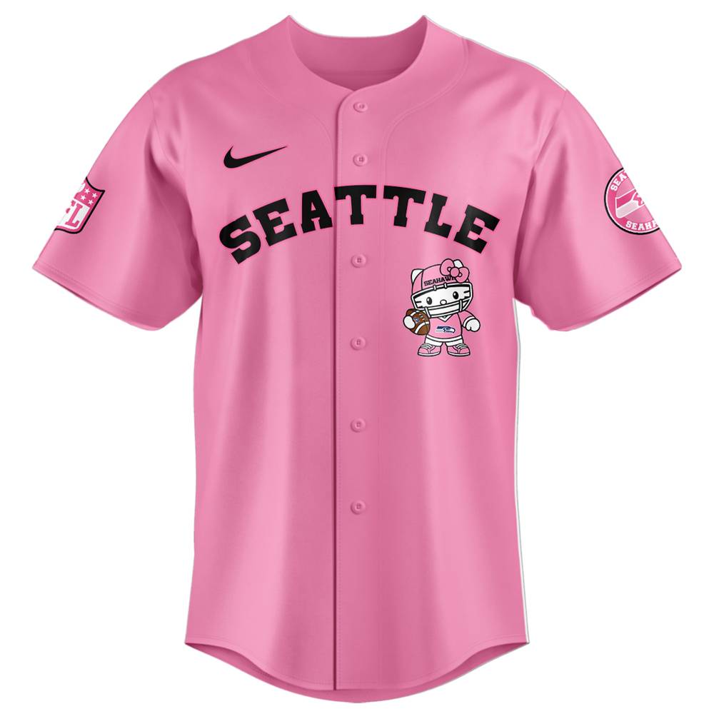 NFL Seattle Seahawks Hello Kitty Pink Baseball Jersey