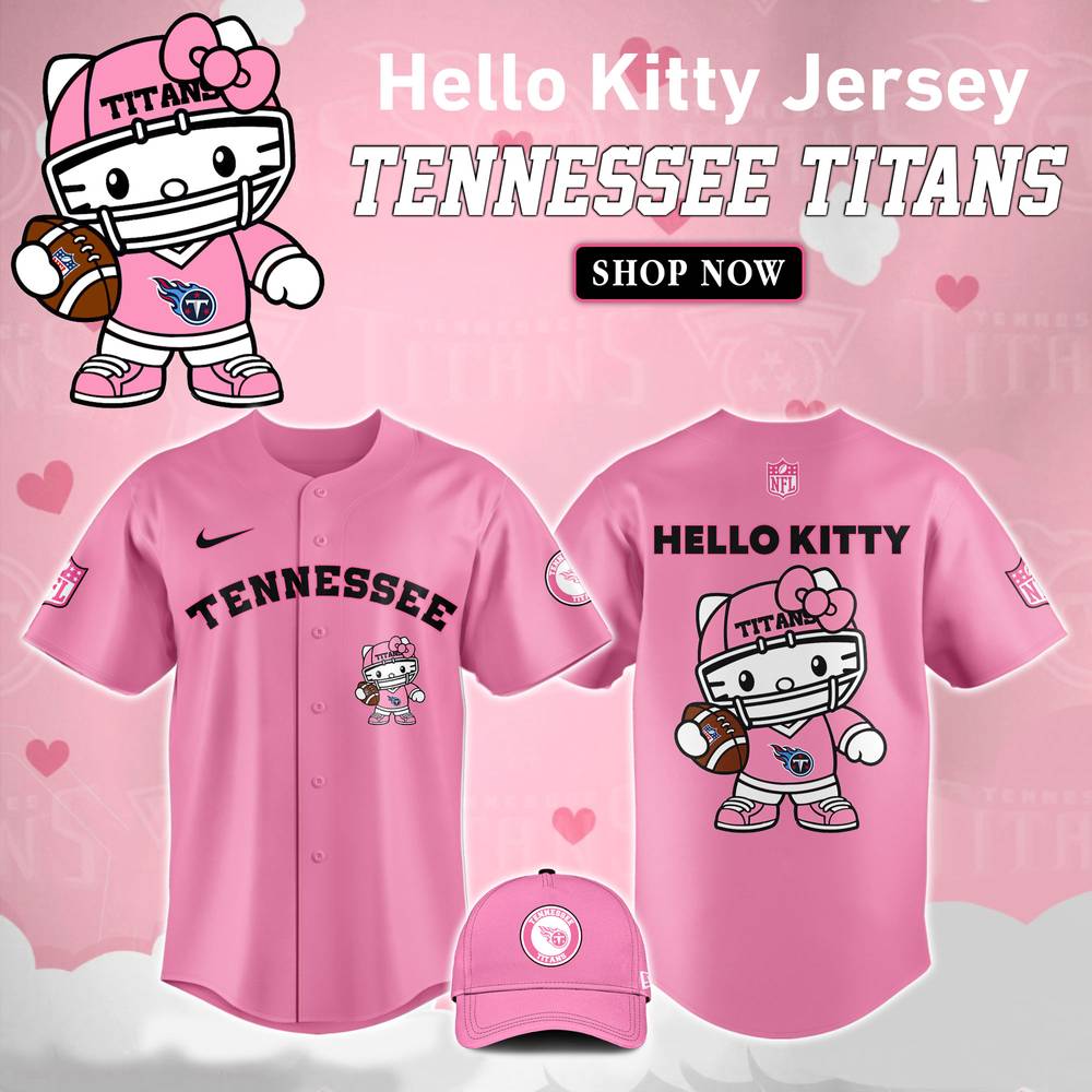 NFL Tennessee Titans Hello Kitty Pink Baseball Jersey