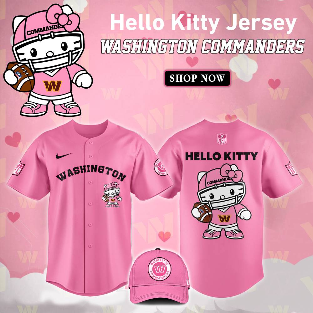 NFL Washington Commanders Hello Kitty Pink Baseball Jersey