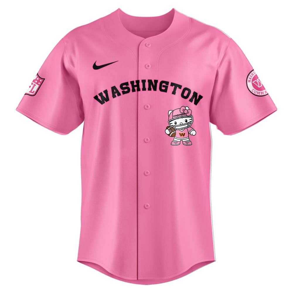 NFL Washington Commanders Hello Kitty Pink Baseball Jersey