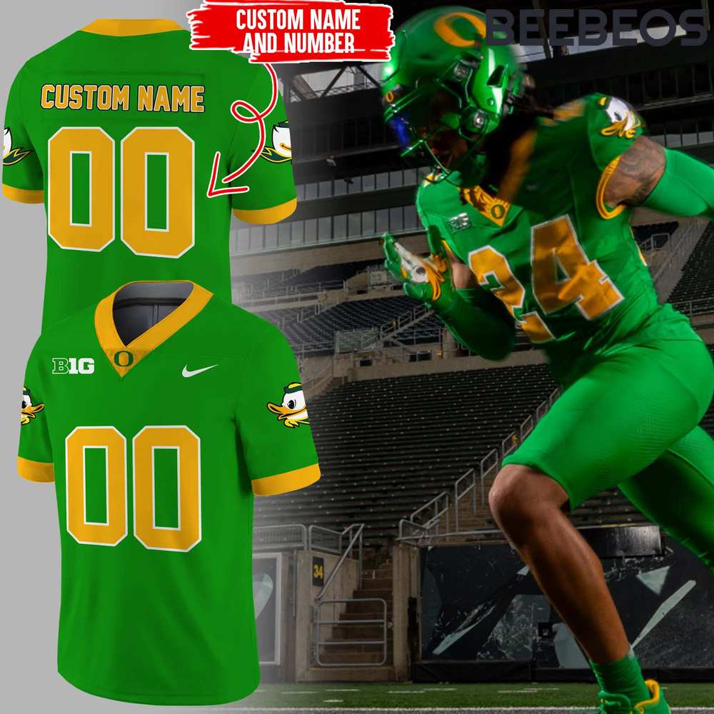 Oregon Ducks Gang Green Big10 Football Jersey