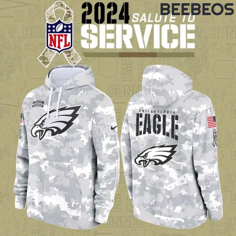 Philadelphia Eagles Arctic Camo 2024 Salute to Service Hoodie