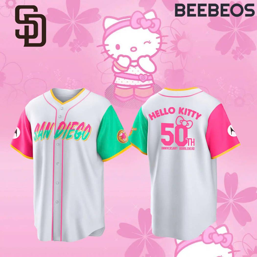 San Diego Padres Celebrate Hello Kitty’s 50th anniversary Baseball Jersey