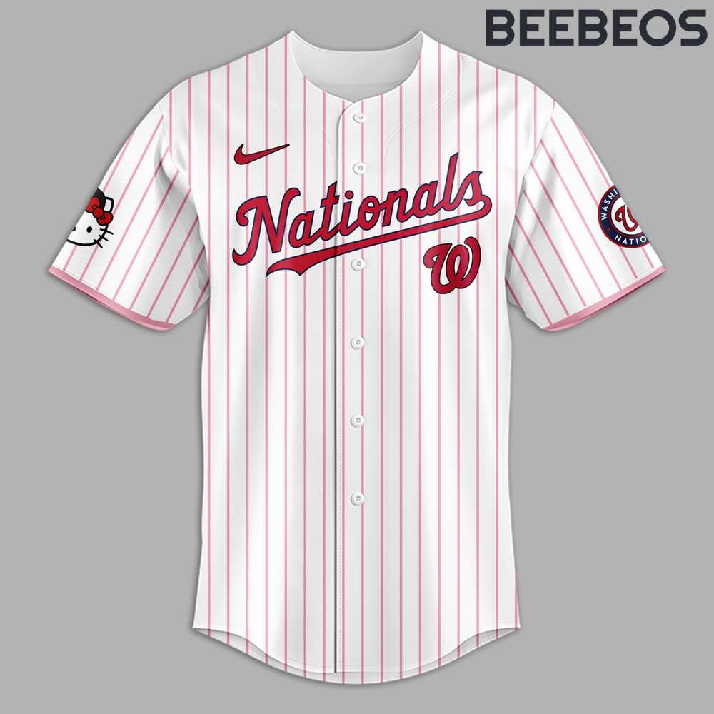 Washington Nationals Hello Kitty Stripes Baseball Jersey