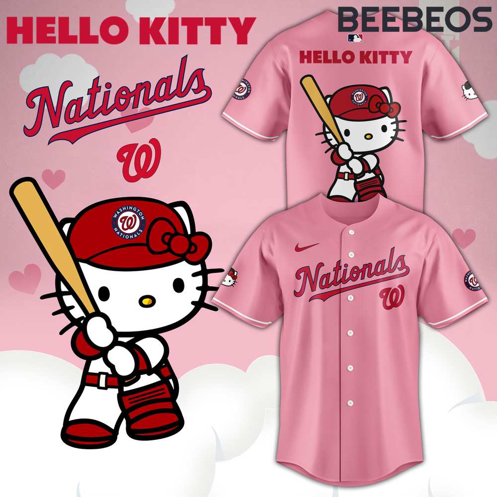 Washington Nationals Hello Kitty Stripes Baseball Jersey