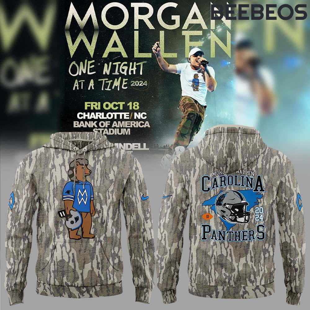 Carolina Panthers x Morgan Wallen One Night At A Time 2024 Camo Hoodie