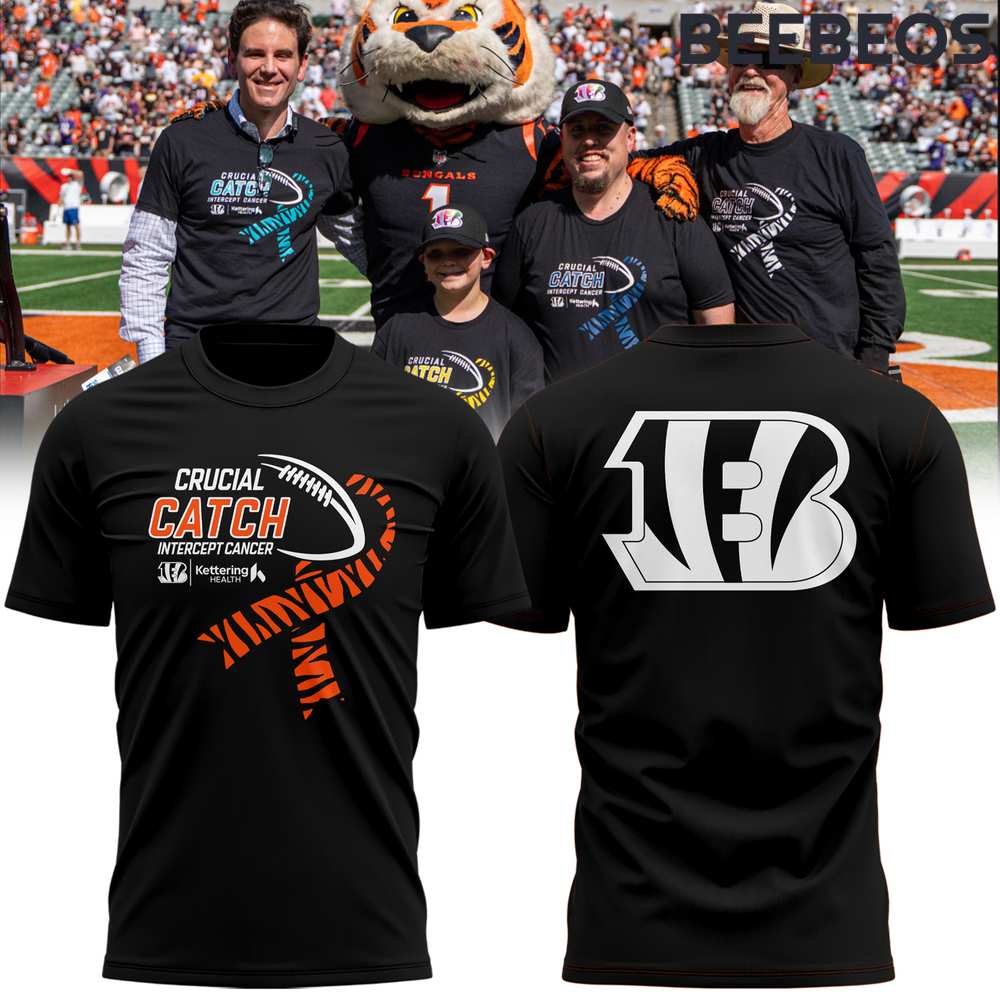 Cincinnati Bengals NFL Crucial Catch Intercept Cancer Tee