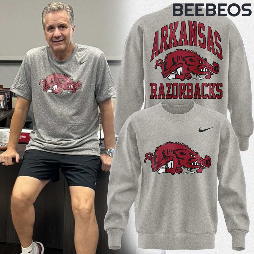 Coach John Calipari Arkansas Razorbacks Basketball Grey Sweatshirt