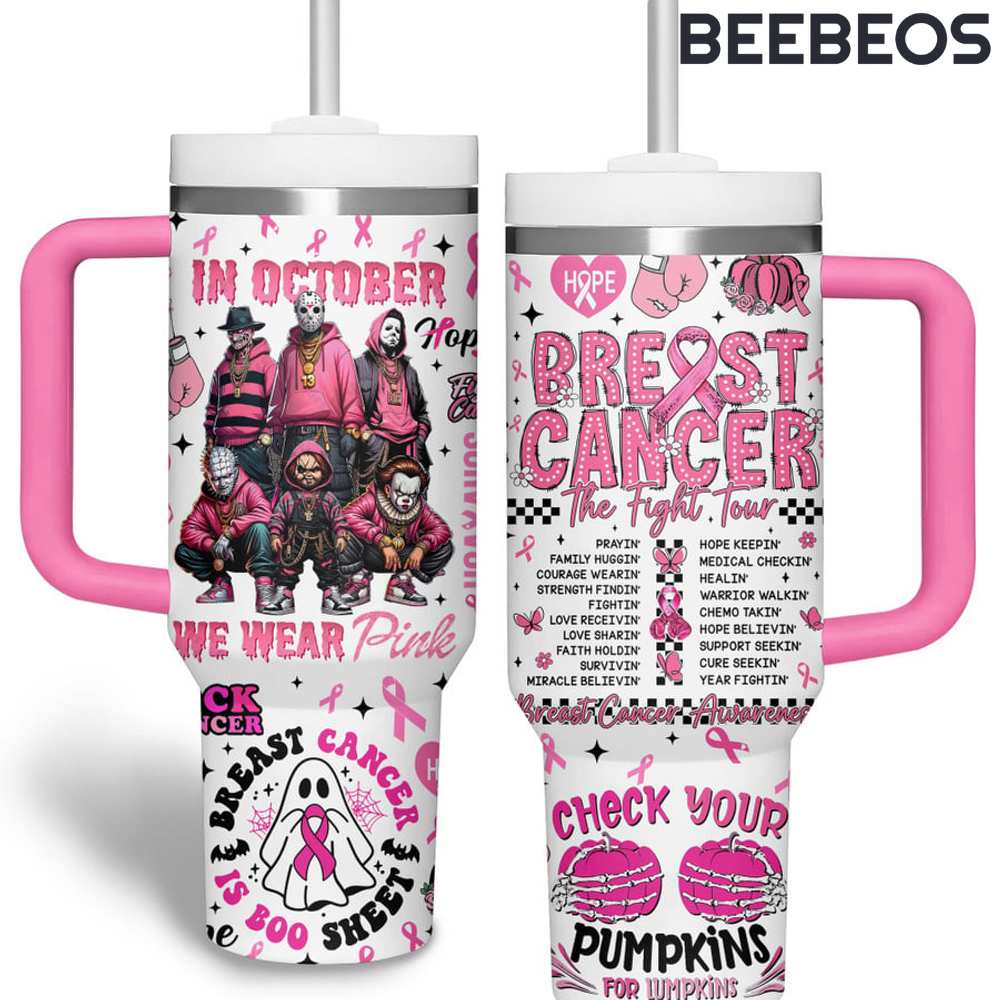 Horror Movie Characters Support Breast Cancer Stanley Cup