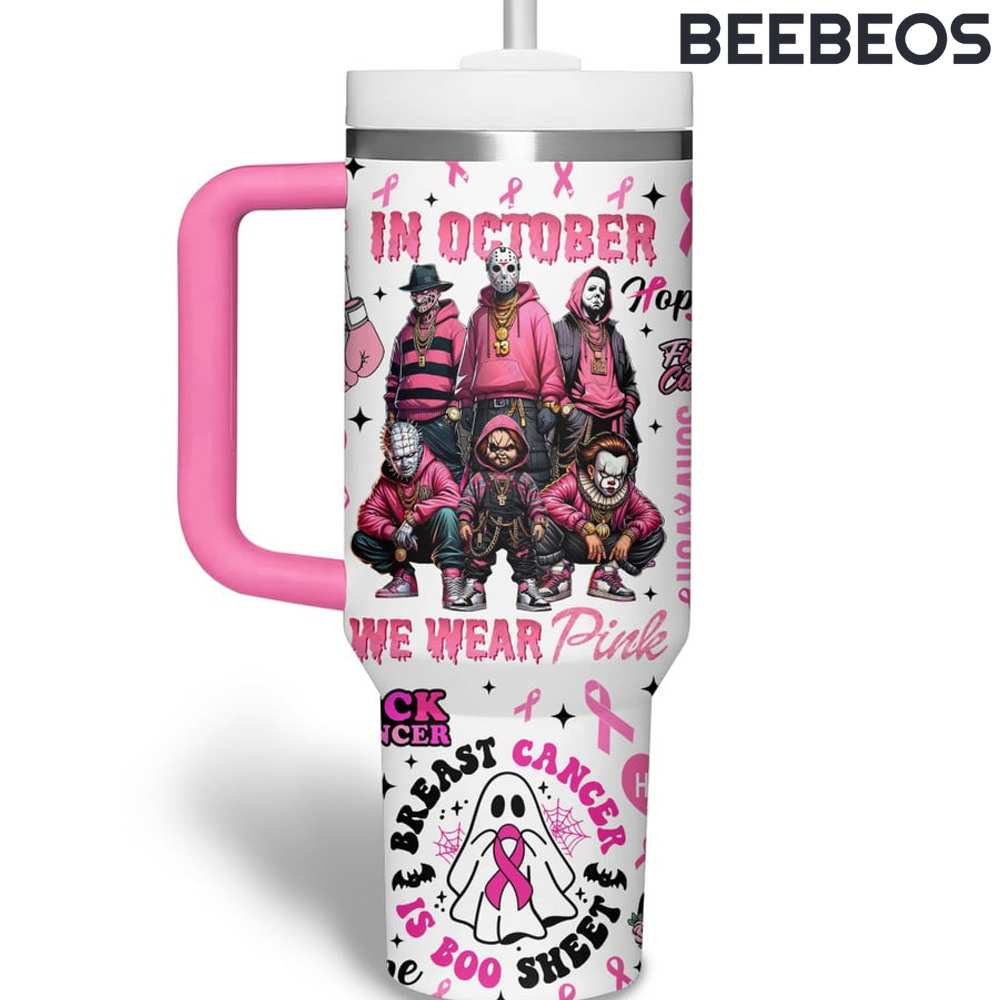 Horror Movie Characters Support Breast Cancer Stanley Cup