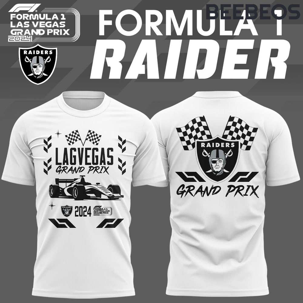 Las Vegas Raiders x Formula 1 Grand Prix 2024 Premium White Tee