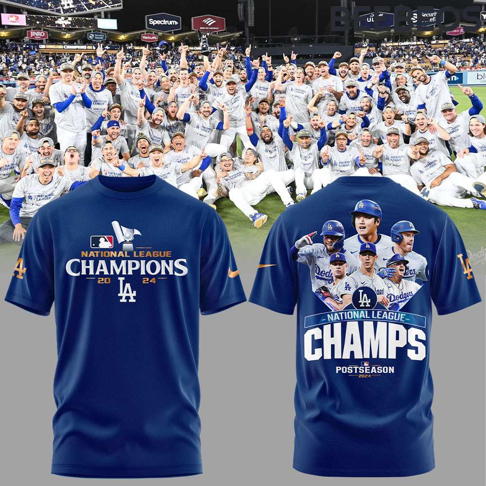 Los Angeles Dodgers 2024 National League Champs Blue T-Shirt