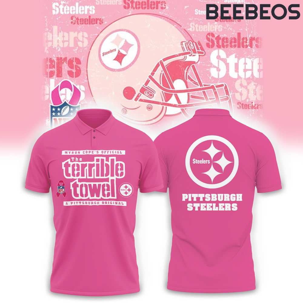 Pittsburgh Steelers The Terrible Towel Pink Polo Shirt