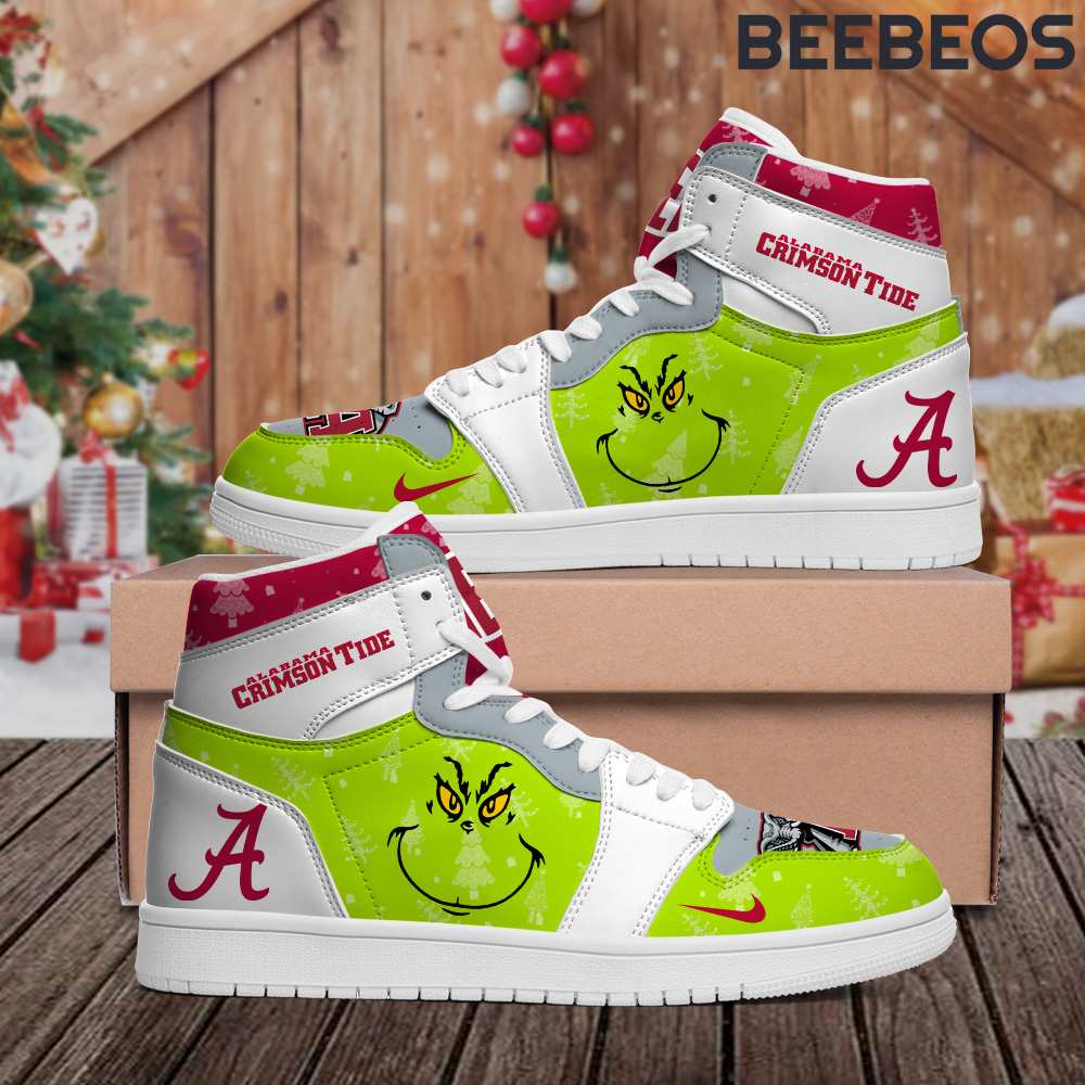 Alabama Crimson Tide x Grinch Face Air Jordan 1 Shoes