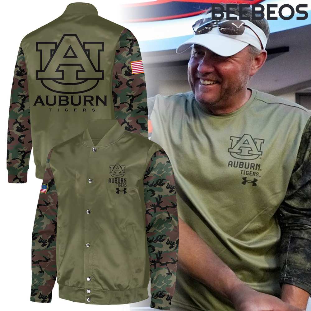 Auburn Tigers Football Military Appreciation Camo Bomber Jacket